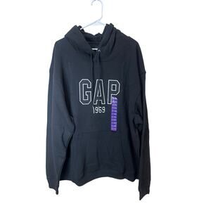 GAP NWT Sz XXL Spellout Hoodie Black White Sweatshirt Comfy MSRP $60